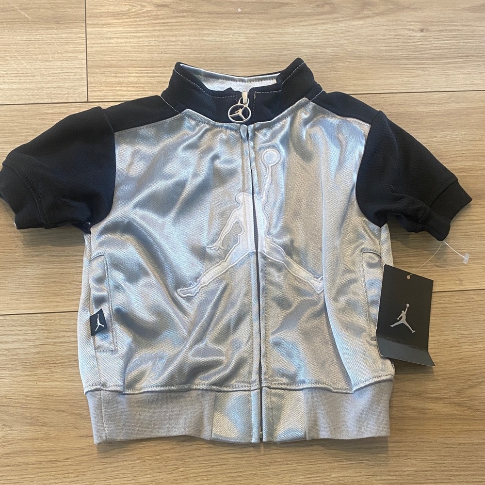 Jordan Silver and Black Infant Zip Jacket